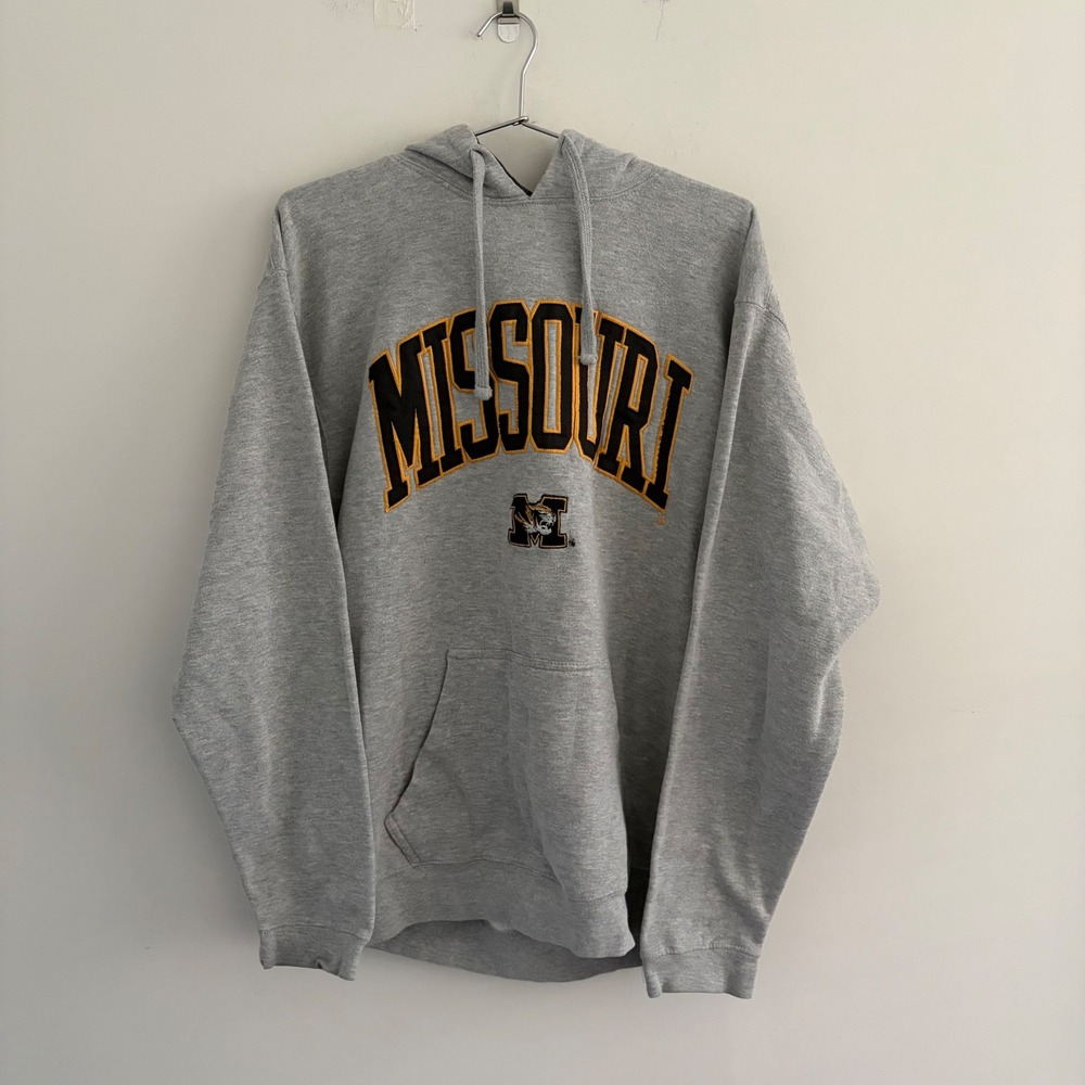 J America Sportswear Missouri Tigers Hoodie Gray Mens L NCAA College Sweatshirt